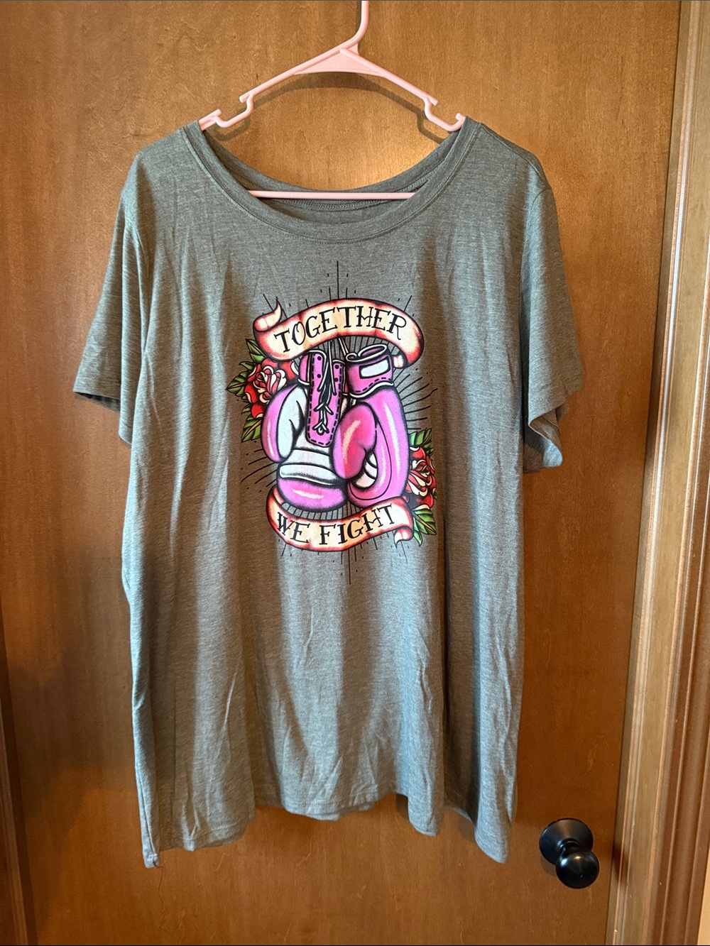 torrid Gray Tee with Pink Boxing Gloves Graphic